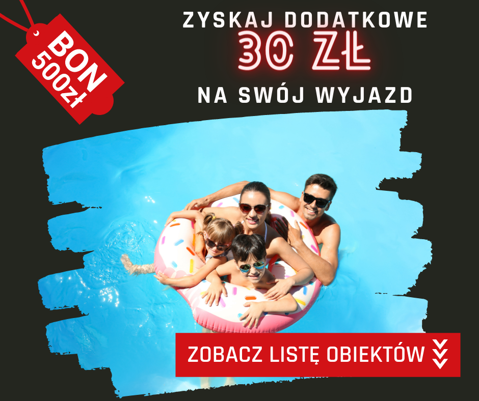 Zapłać bonem turystycznym online na Noclegi.pl i zyskaj dodatkowo 30 zł zniżki