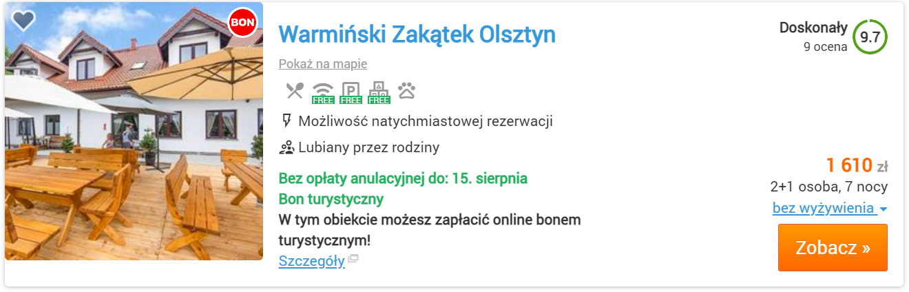 Mazury - oferta Zakątek Olsztyn