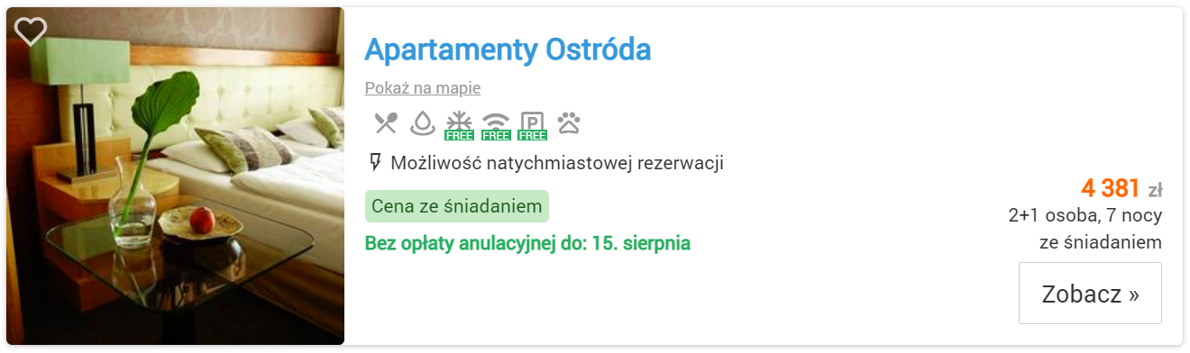 Mazury - oferta Apartamenty Ostróda
