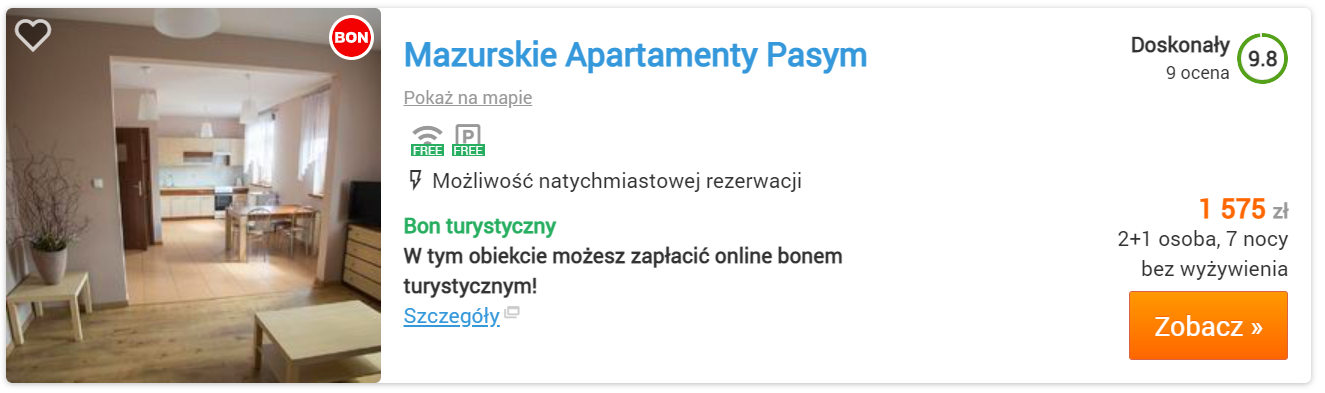 Mazury - oferta Mazurskie Apartamenty