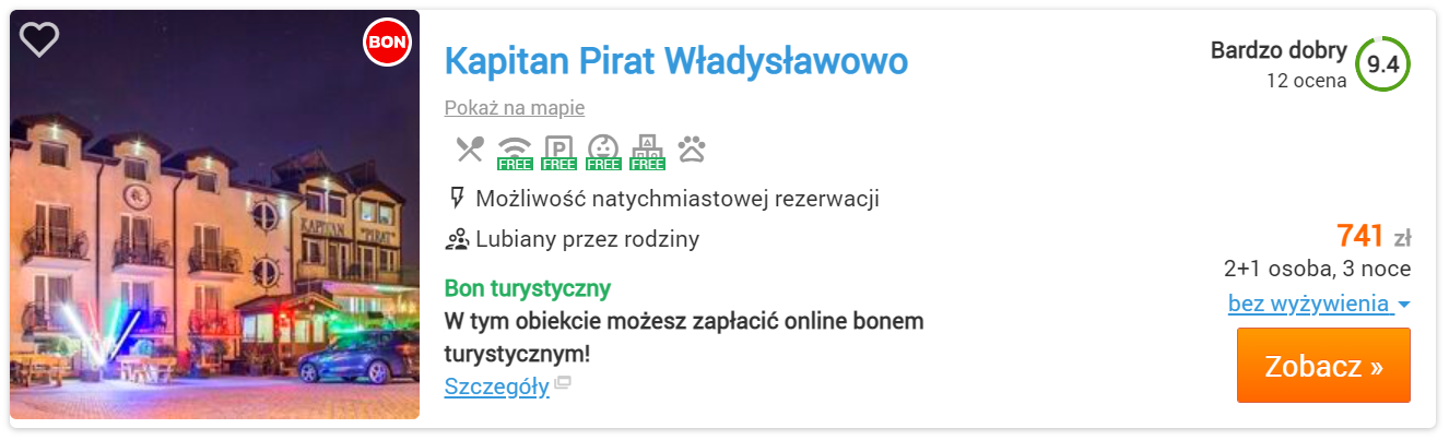 Parki rozrywki dla dzieci w Polsce - noclegi, oferta Władysławowo